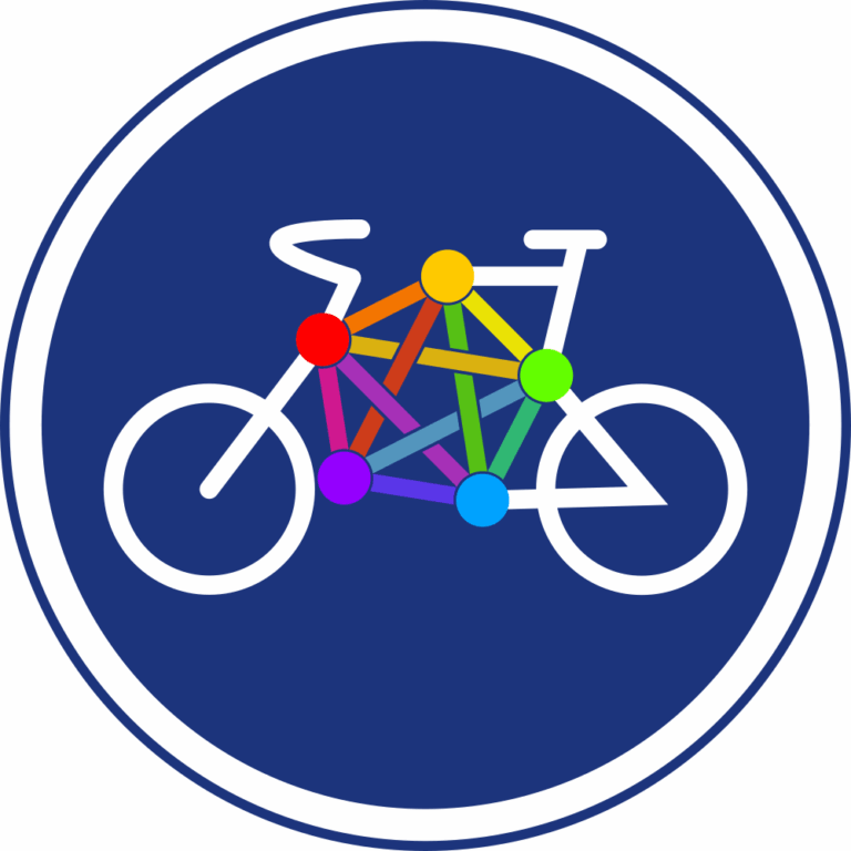 a logo where a cycle path sign bycivlrle has its frane replaced with fediverse logo