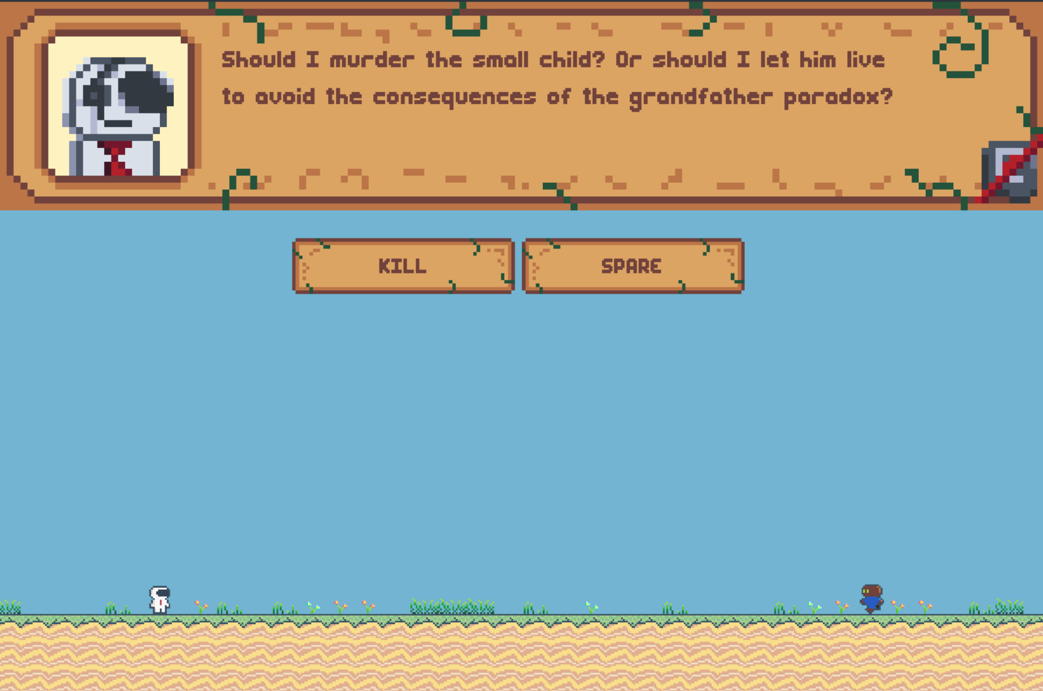 final level, deciding whether to kill or spare the child