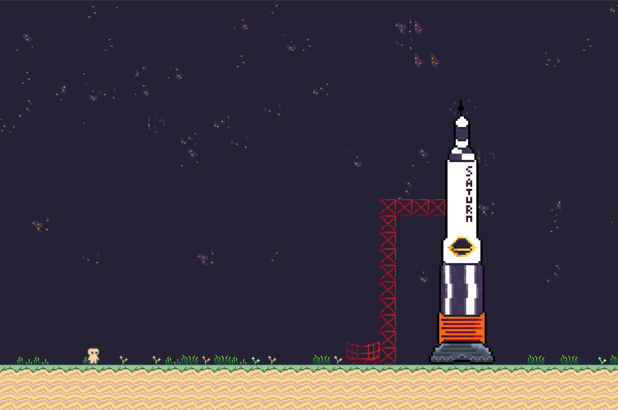 on earth in front of saturn rocket