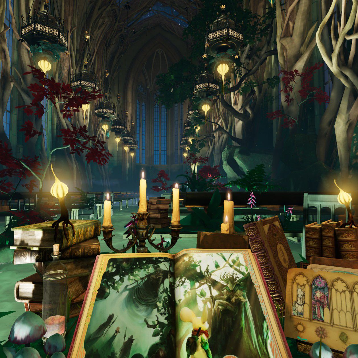 Back at my desk outside the book world, the room is now flooded with swamp water and covered in swamp life.