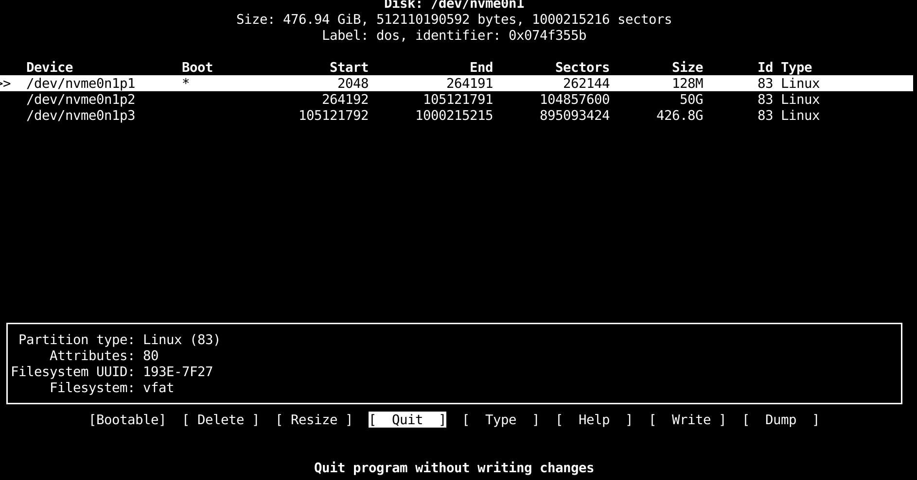 cfdisk